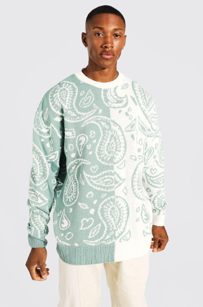 Oversized Bandana Knit Sweatshirt