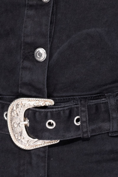 Charcoal Western Belt Detail Denim Jumpsuit – Chimera New York City